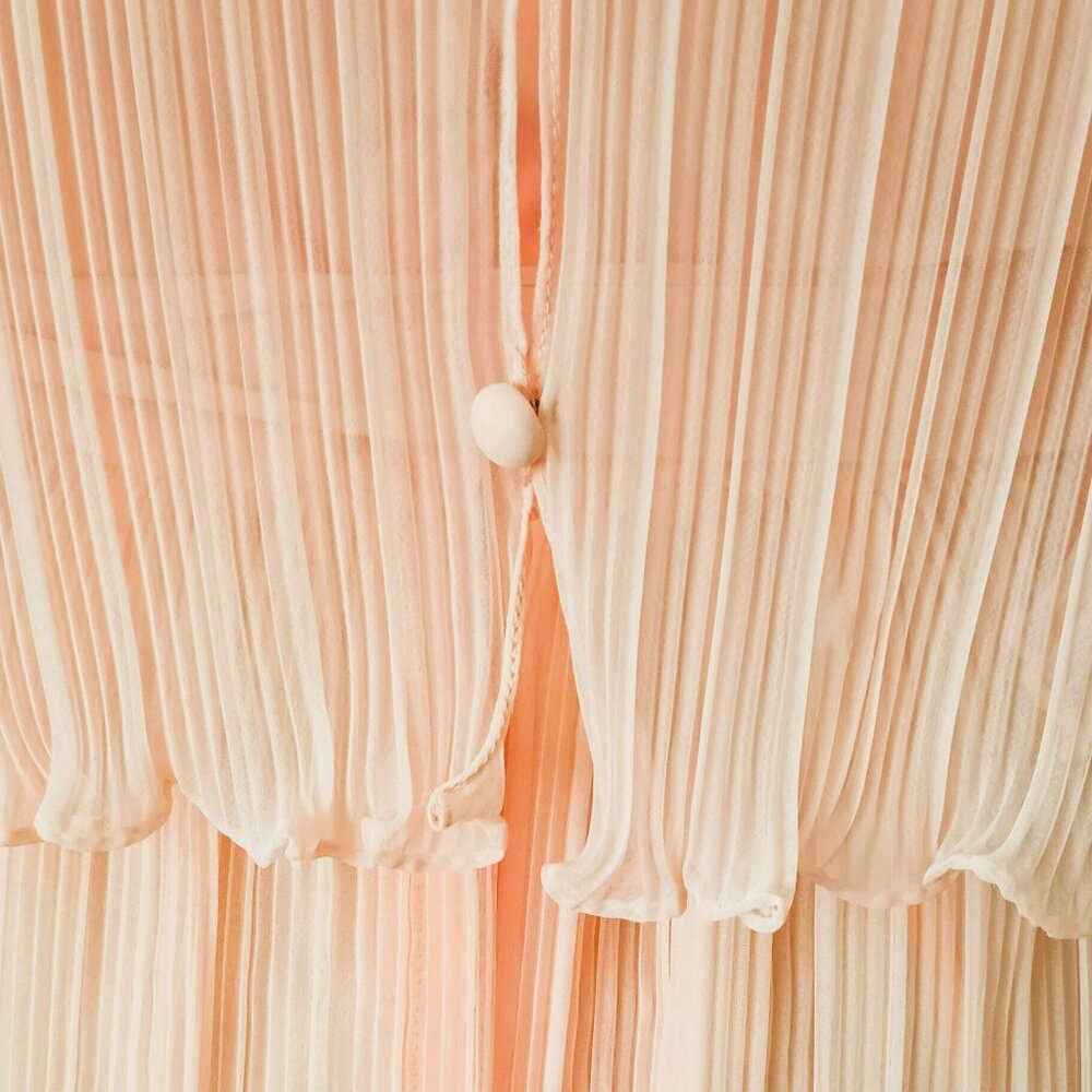 VTG Miss Elliette Peach Accordion Crepe Chiffon Cape Evening Gown Formal Dress - Picture 8 of 14